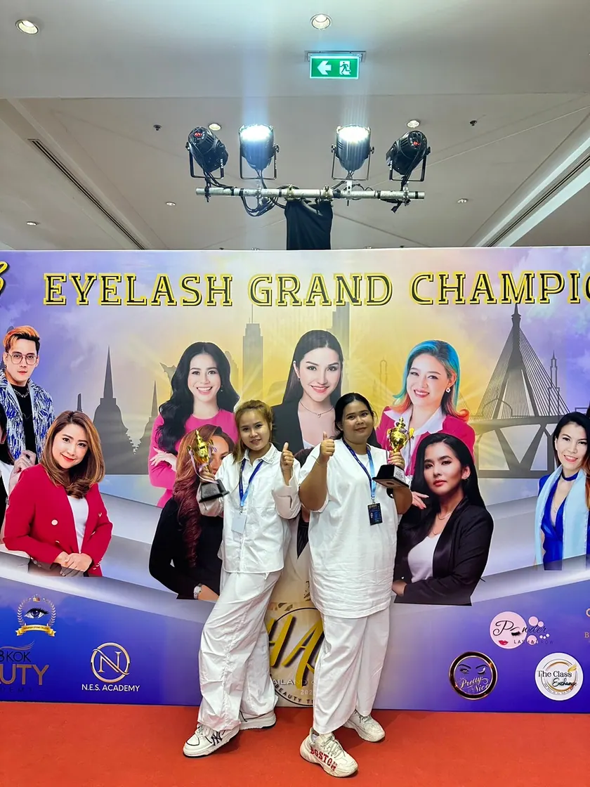 Competitors on stage at the Eyelash Grand Championship