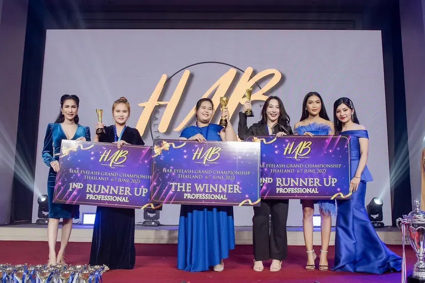 Winner and runner-up placings on stage at the HAB Thailand Contest