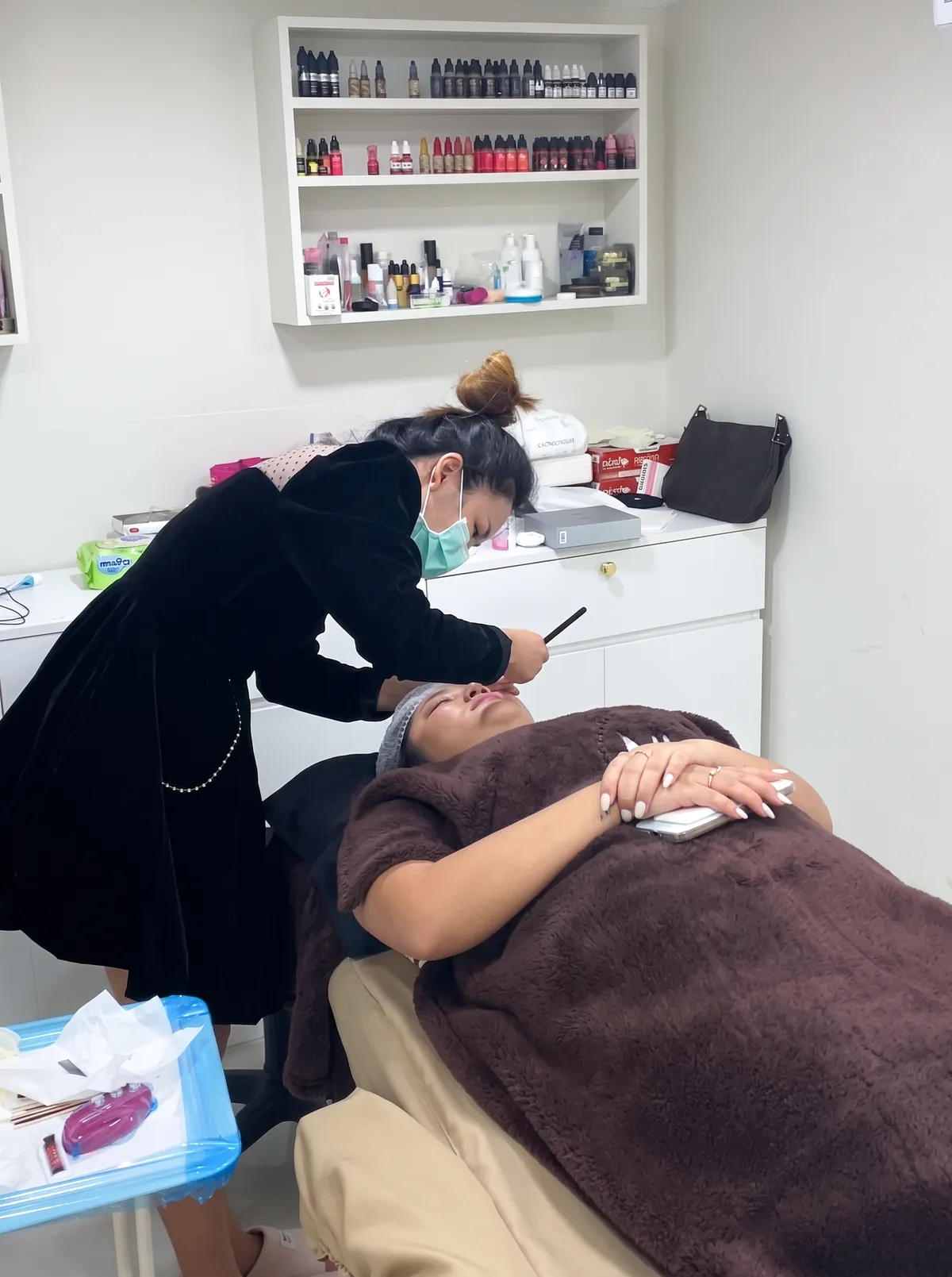 A permanent brow appointment in progress at NK Beauty Kathu