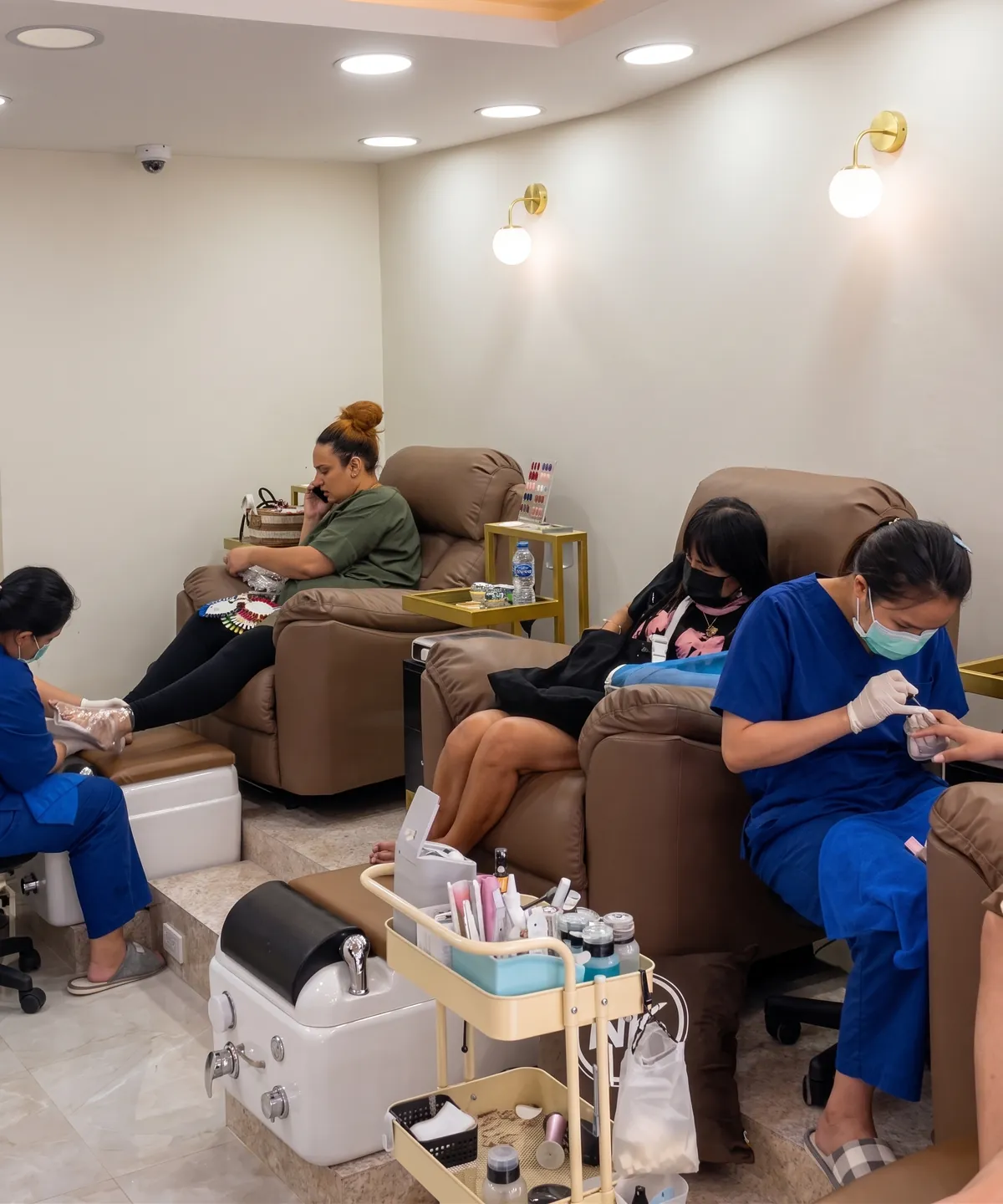 Clients having pedicures in the Kathu lounge