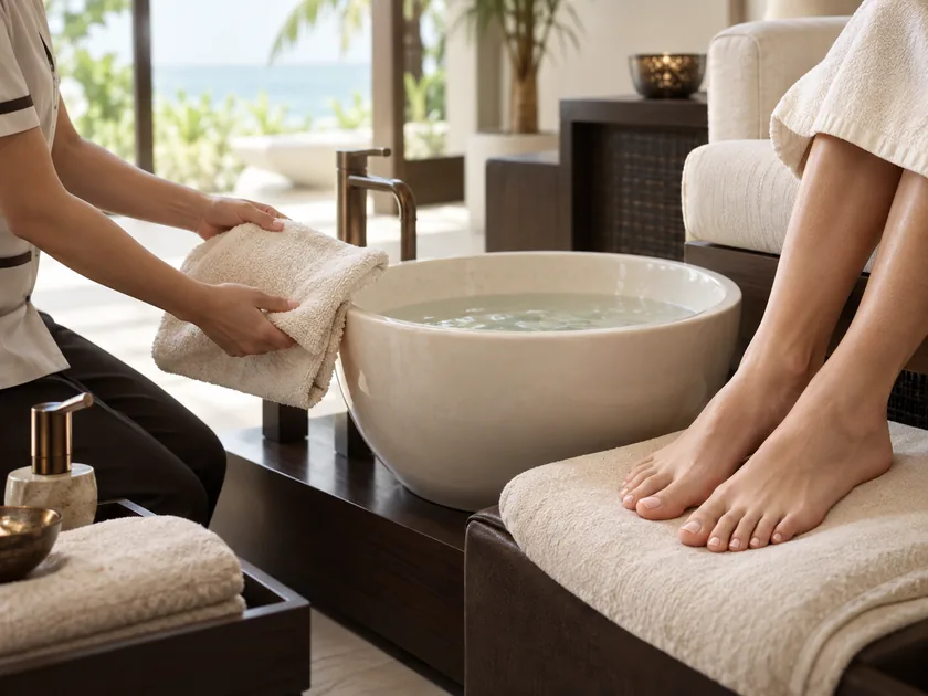 A pedicure and foot care treatment