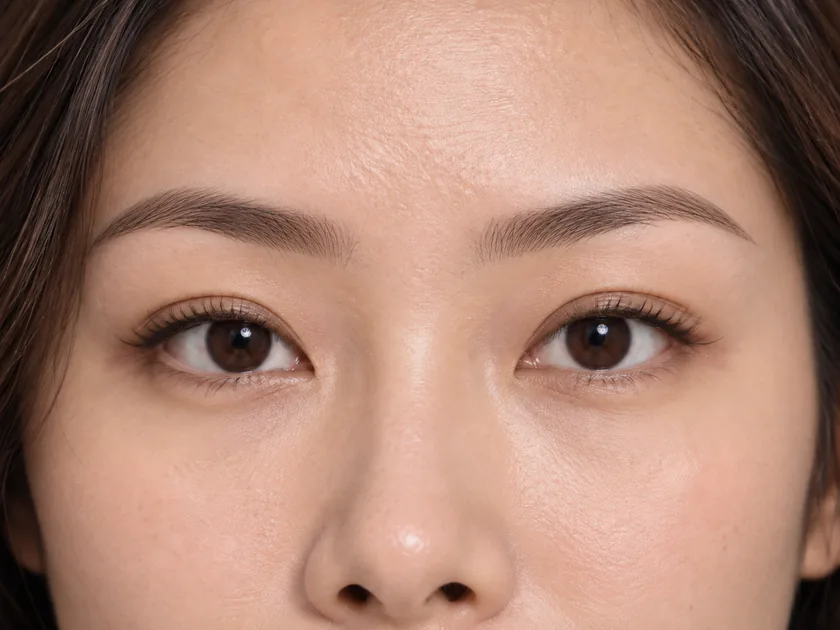 A brow shaped with permanent makeup