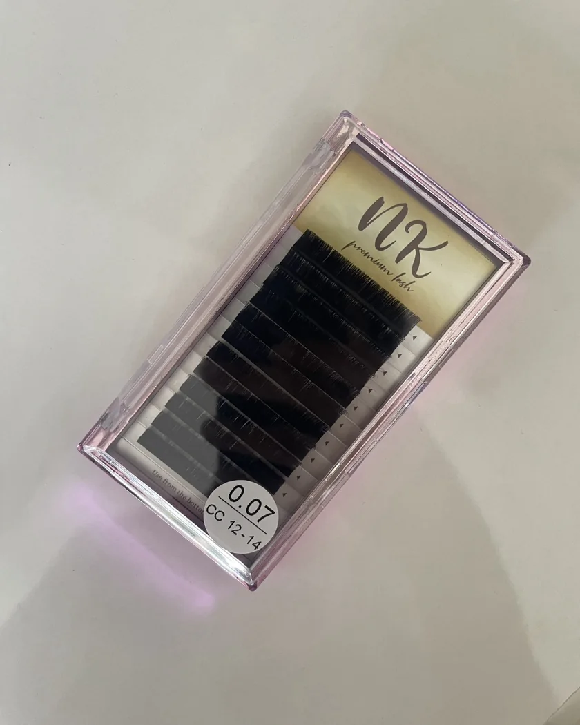 NK Premium Lash tray, 0.07 mm CC curl, 12–14 mm