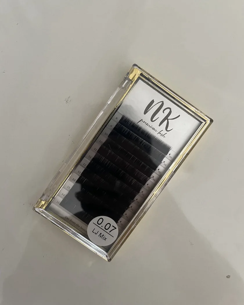 NK Premium Lash tray, 0.07 mm LJ curl, Mix 8–15 mm